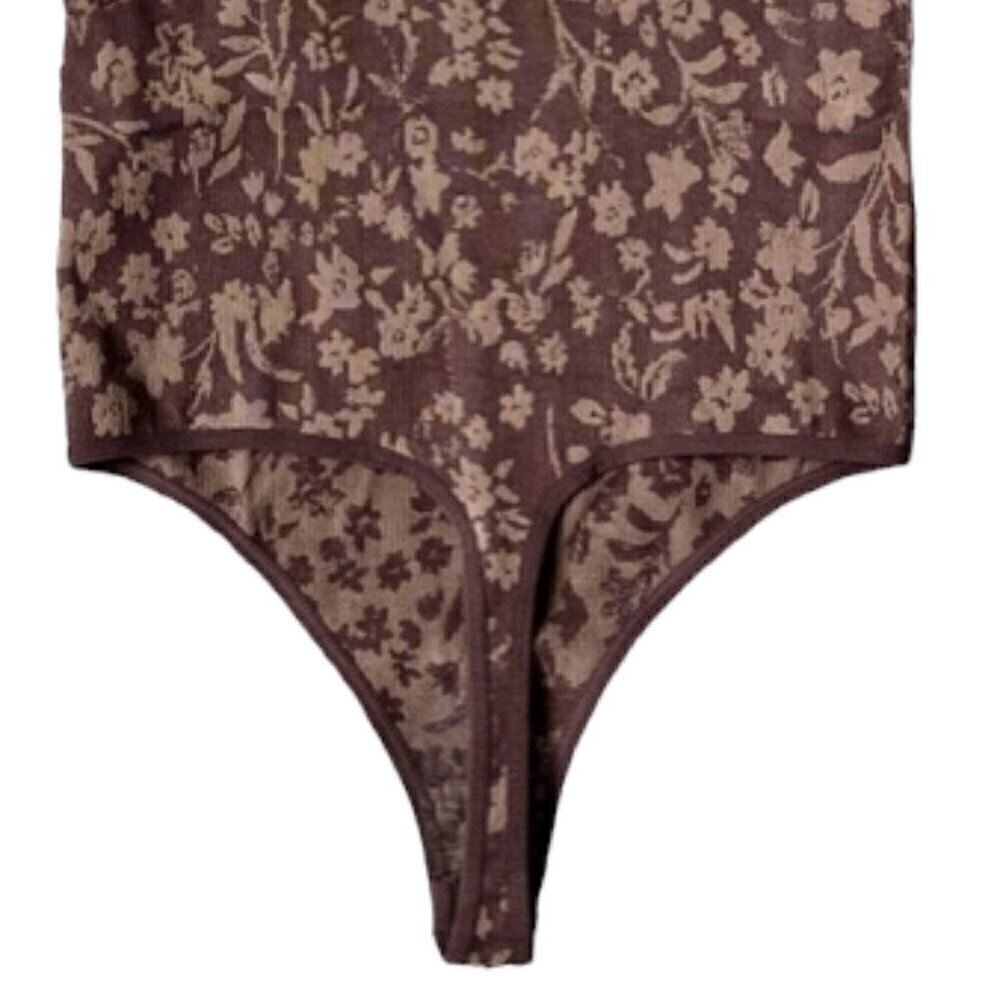Free People NWT Printed Clean Lines Stretch Chocolate Bodysuit Combo Size XS/S - Picture 12 of 15